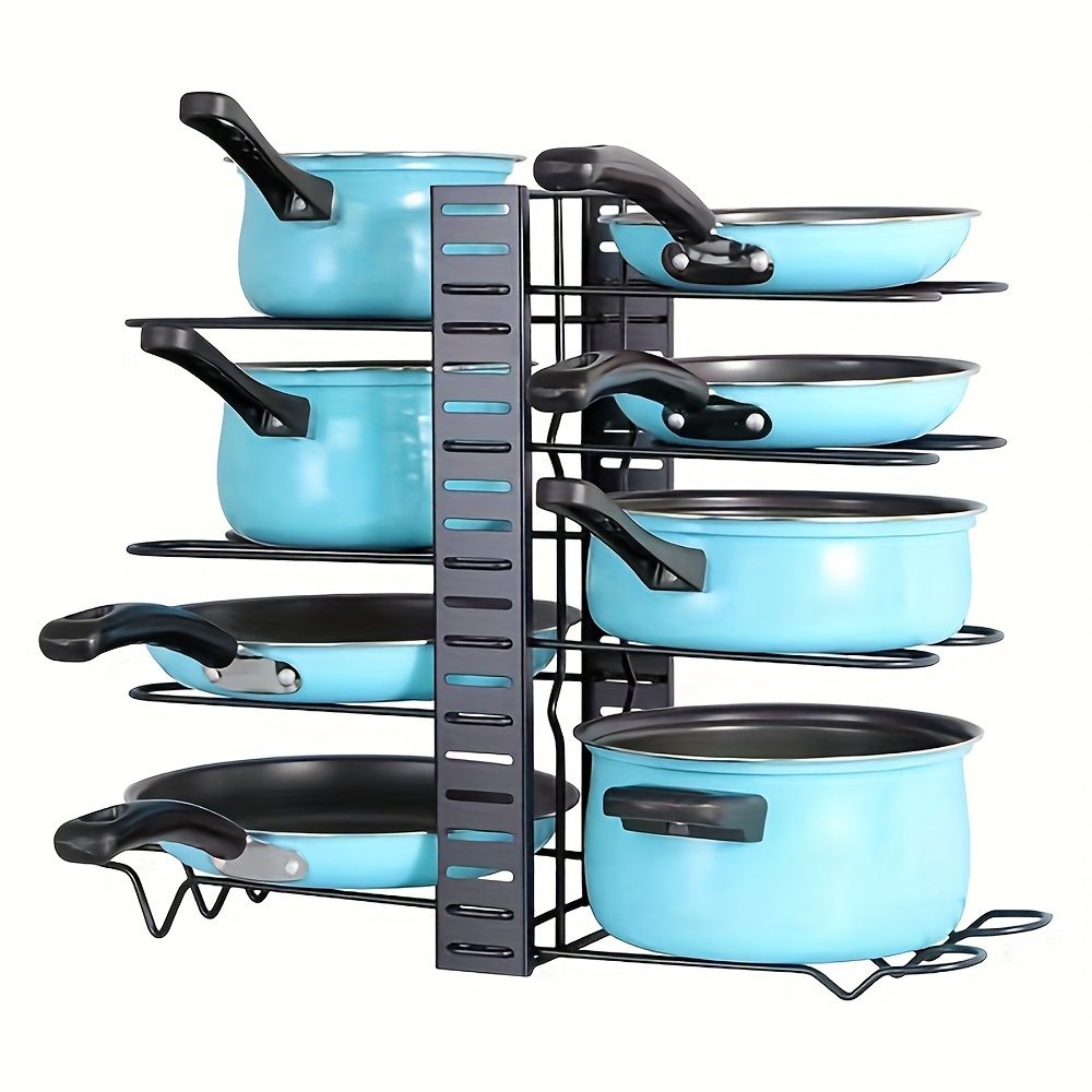 TEMU 1pc Pot And Pan Organizer For Cabinet, Removable And Foldable 5-layer/8-layer Storage Racks, Vertical Pot Cover Rack, Kitchen Storage Rack,
