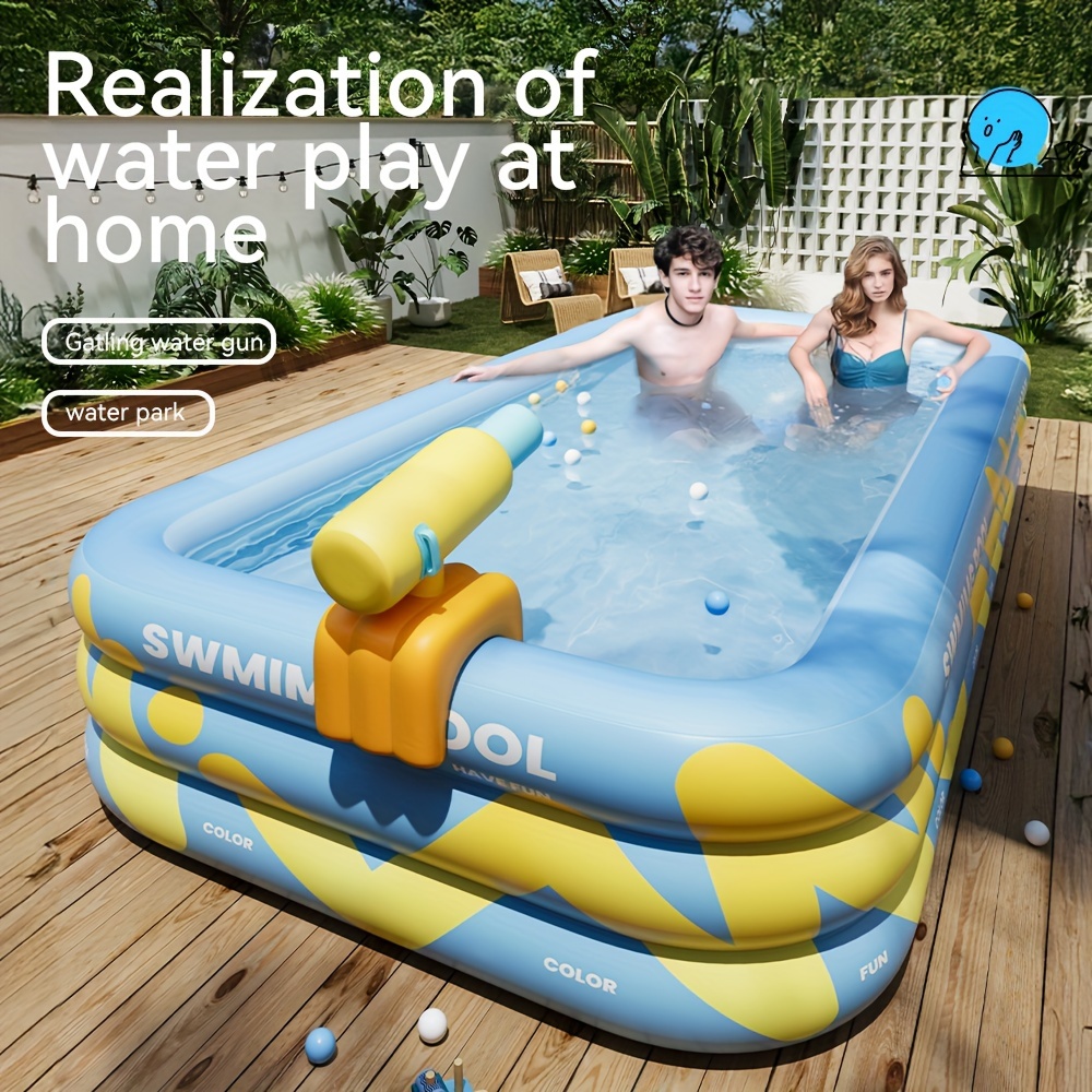 Inflatable Swimming Pool with Water Gun, PVC Material, Outdoor Party  for Adults, No Electricity Needed Multiple Componen