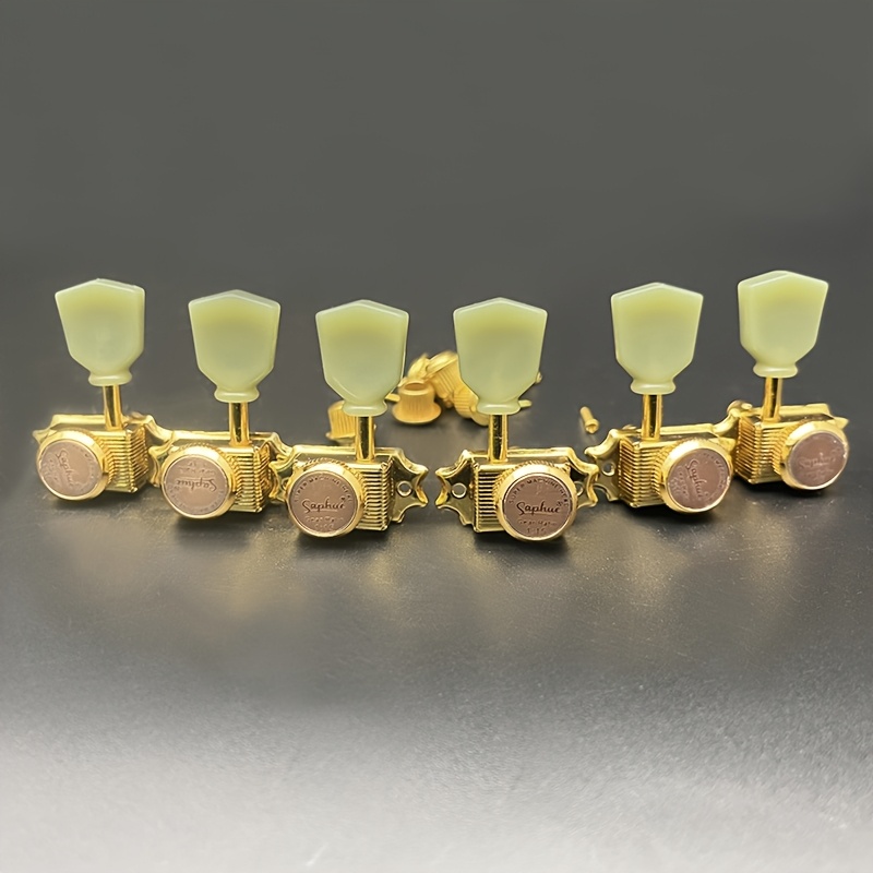 SAPHUE Vintage Style Locking Guitar Machine Heads , 3+3 Lock String Deluxe Tuning Key Pegs Tuners Set , 1:15 Ratio , Replacement for Electric Acoustic Folk Guitars , Elegant Tuning Keys Classic Tuner Design , Sturdy Construction Durable Tuners , Guitar Part