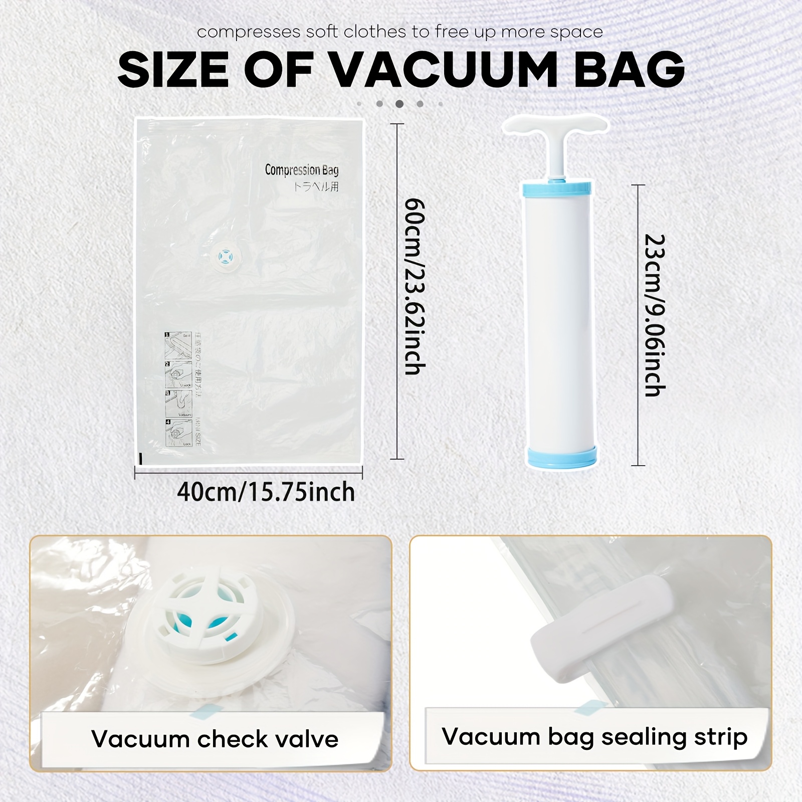 Bolso de Duffel para viaje, bolso de luggage 40*25*20, aprobado para vuelos, multifuncional, bolso de espalda para mujeres, bolso de compresión al vacuum con pulverizador al vacuum, artifato libre, reducción de espacio al 50%, combinación con esentiales para viaje familiar