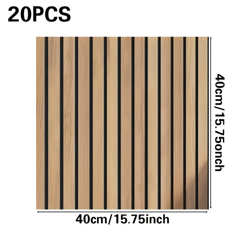 Image of 20pcs Wood Grain Wallpaper - 40x40cm Self-adhesive Grid Panels - Removable & Reusable Vinyl Decals For Furniture Makeover, Feature Walls & Home Decor - Easy No-mess Installation