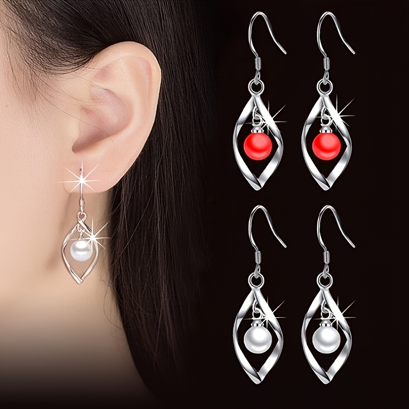 Women's Minimalist Twisted Geometric Imitation Pearl Earrings