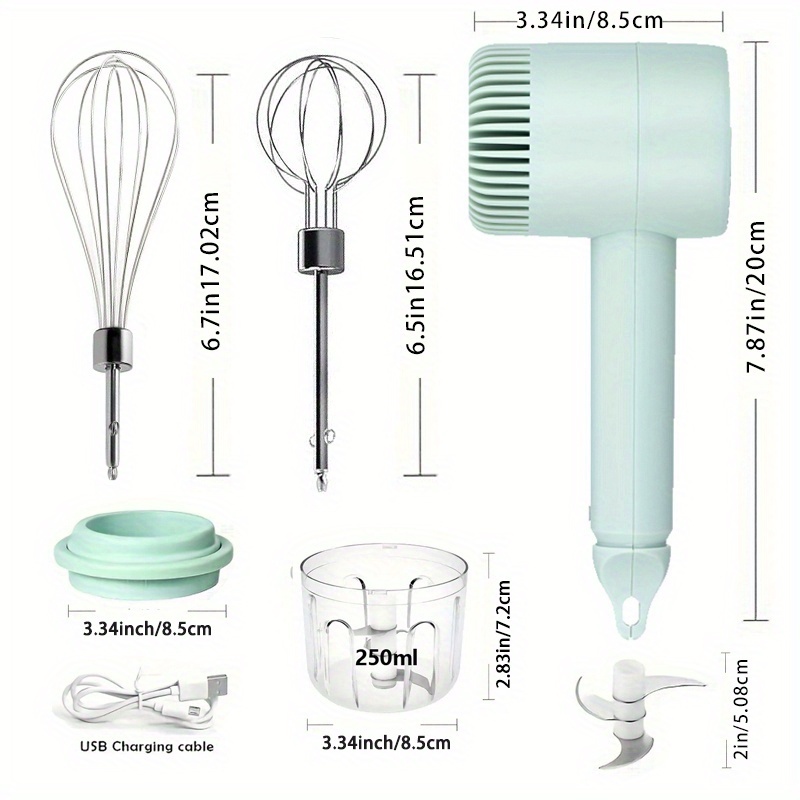 electric garlic masher egg beater multi functional 2 in 1 set usb charging home blender small meat grinder handheld automatic whipper cake and cream baking tool Product details 8