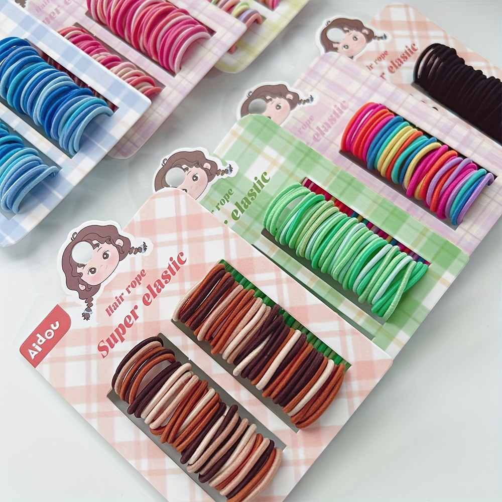 60pcs/Card Easy Basic Small Hair Tie Elastic No Damage
