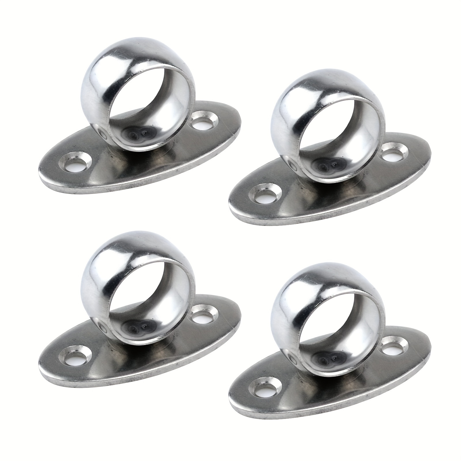 

4pcs Stainless Steel O-shaped Curtain Rod Holders, 3/4" Diameter - Rustproof Ceiling Mount Brackets For Closet & Window Rods