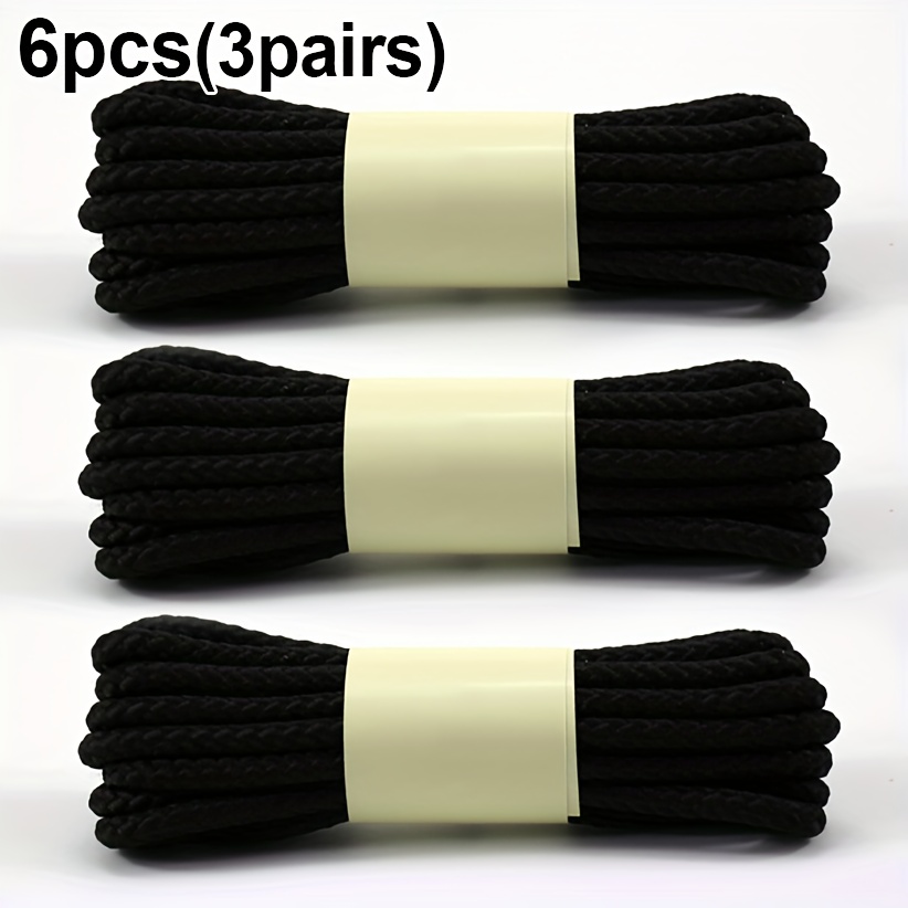 6pcs (3 Pairs) Of Round Shoelaces For Outdoor Sports Shoes, Solid Boot Laces, 120 Cm Long, Without Battery