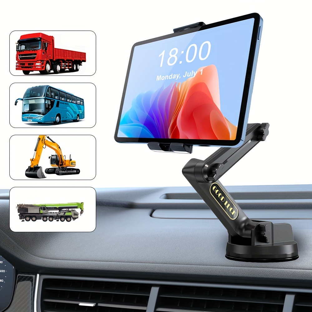 

Heavy-duty Dashboard Mount For Trucks, Universal Car Phone And Tablet Holder With Extra Large Suction Cup, Stable Abs Stand Compatible With 4-13" Devices