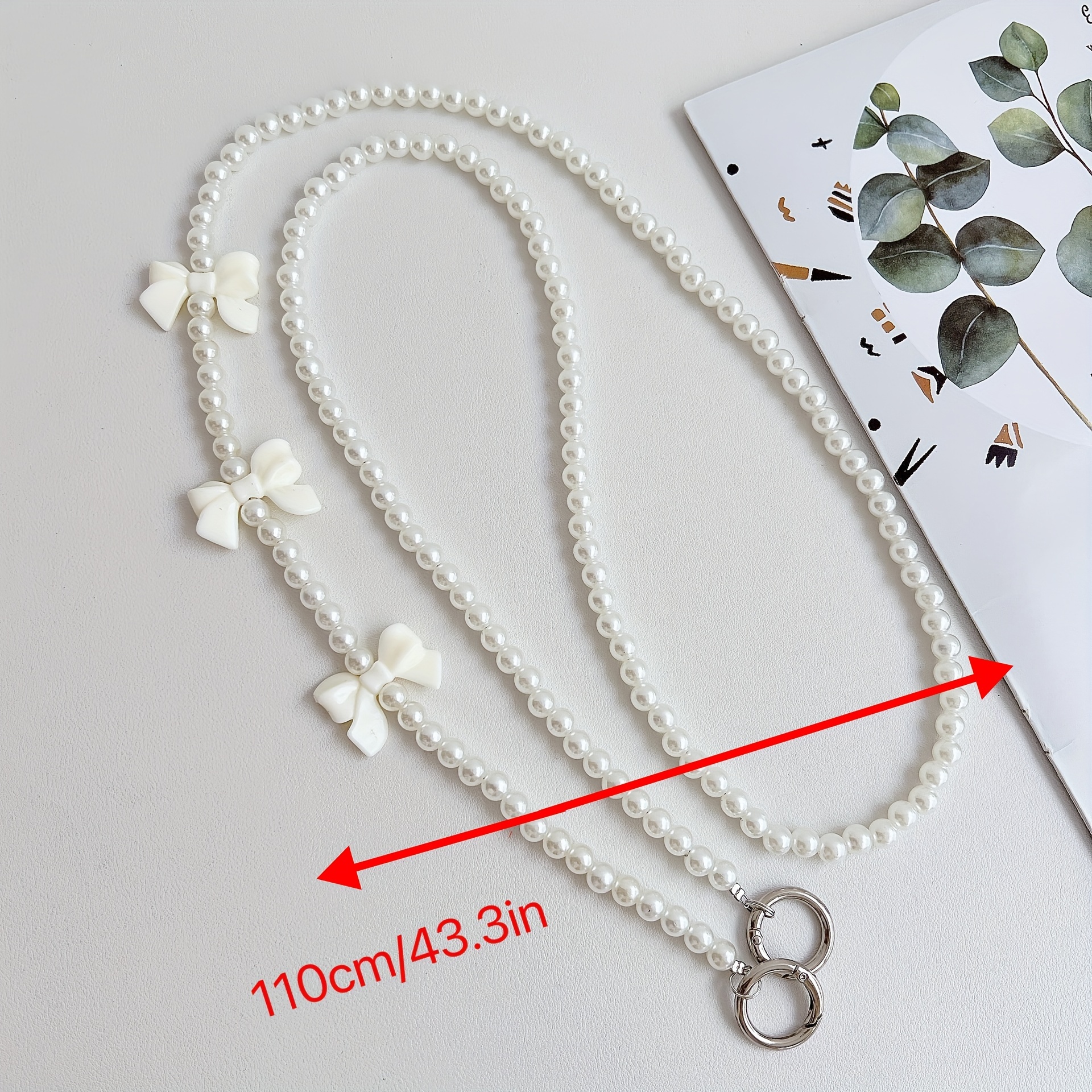 Pearl Crossbody Hanging Rope Mobile Phone Rope Beaded Hanging Rope Decorative Hanging Rope Bohemian Mobile Phone Hanging Chain Pendant Bow