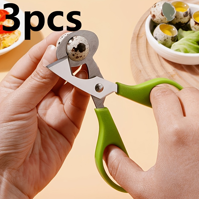 TEMU 3pcs Stainless Steel Cutter, Bird Opening Scissors, Opening Kitchen Scissors Quail Eggs, Color Random