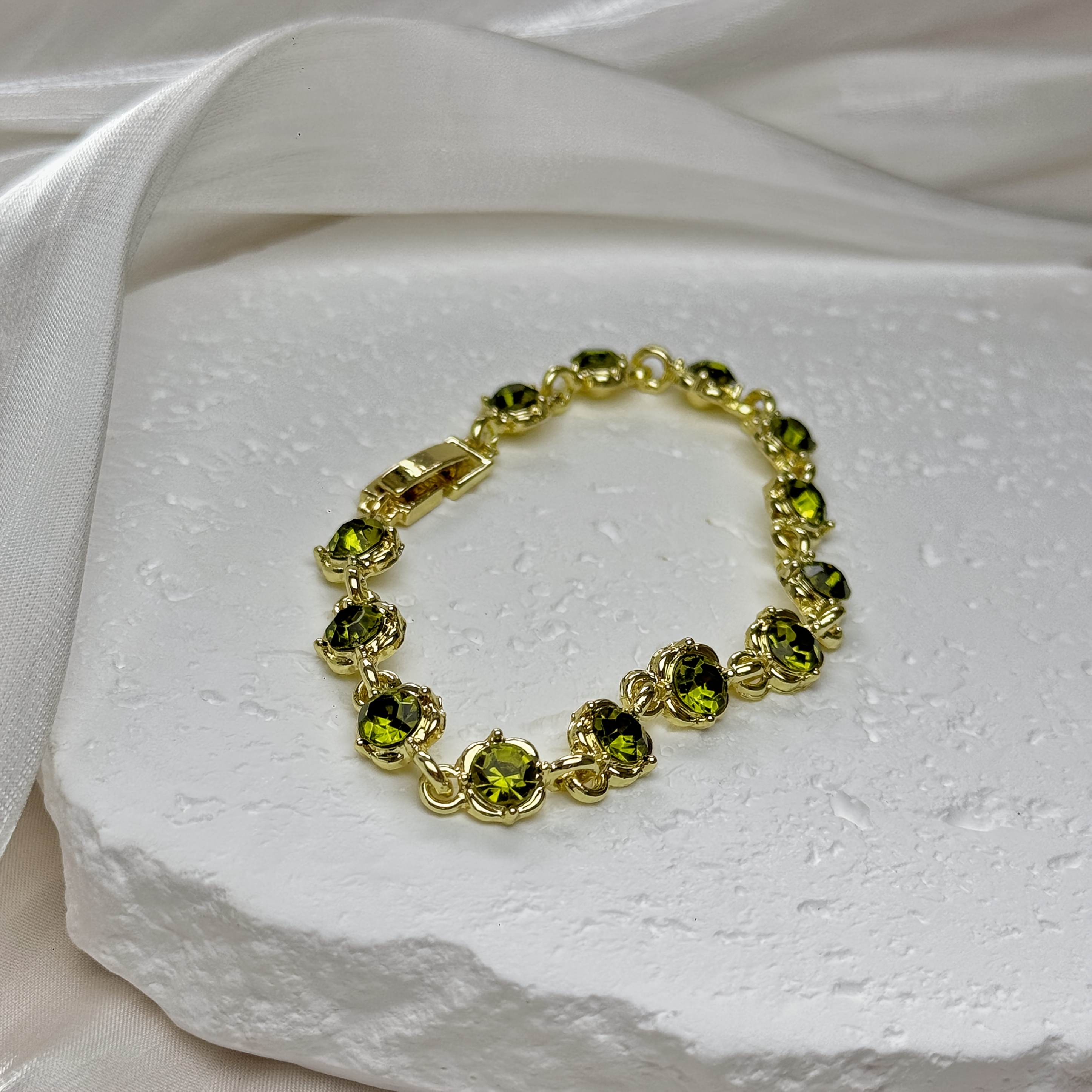 TEMU Pulsera de tenis de circonita estilo , exquisita pulsera unisex de circonia verde cegadora, joyería de de moda de color sólido para , para citas