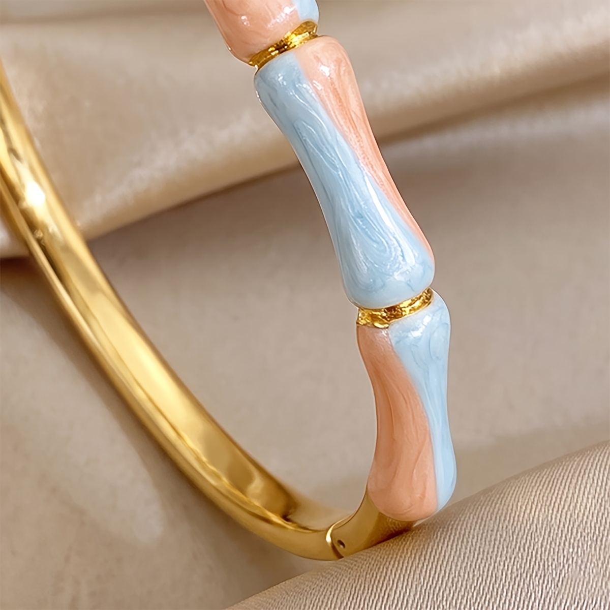 2pcs Unisex 18K Golden Plated Exquisite Bangle Set, Workplace Wear