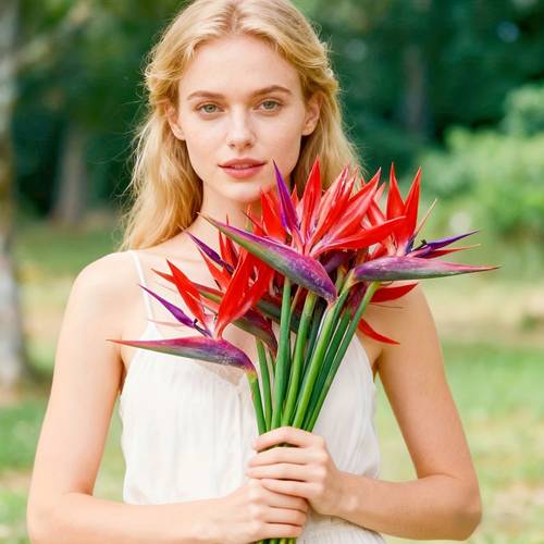 6 vivid artificial birds of paradise flowers flowers with green leaves orange and home office and wedding table centerpieces wedding centerpiece decor vivid artificial flowers realistic plastic flowers