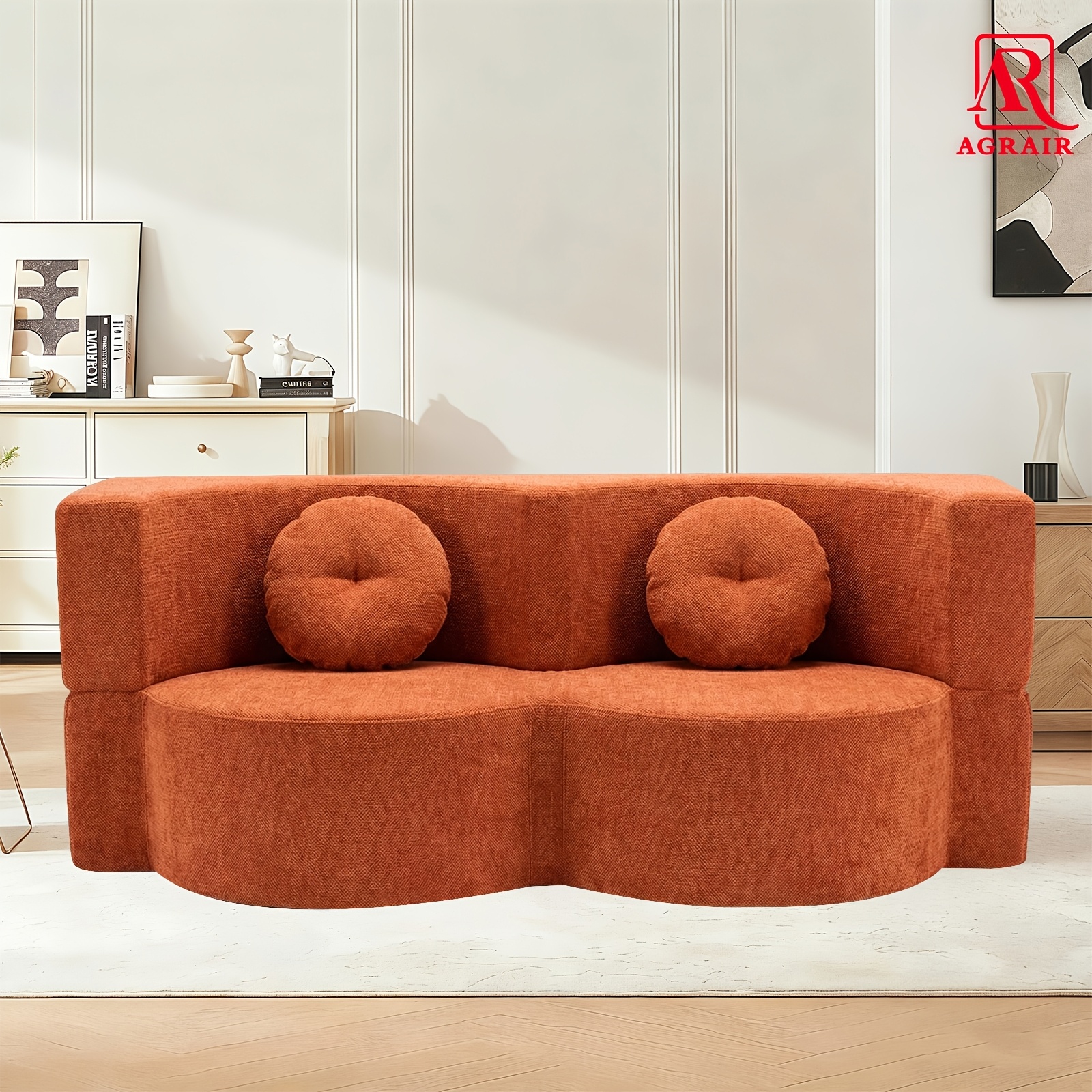 1 kompaktowa sofa rozkładana tatami z dwoma poduszkami, zintegrowana sofa rozkładana dla wielu osób, wykonana z gąbki o wysokiej gęstości, odpowiednia do salonów i sypialni w mieszkaniach, zdejmowana i pralna, składana, można leżeć lub siedzieć