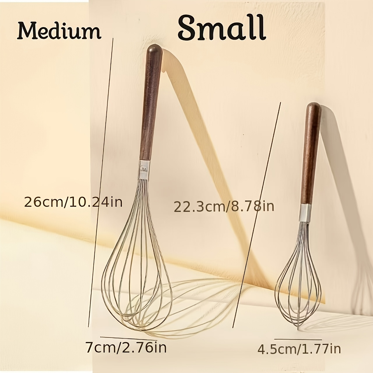 TEMU 2pcs Stainless Steel Whisks With - Ergonomic Balloon Wire Whisk Set For Mixing, Beating & Whipping - Assorted Sizes (large/medium/small Combo)