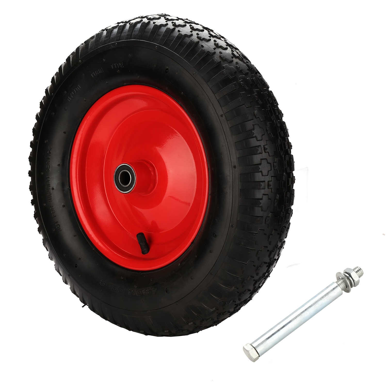 E-shop Schubkarrenräder mit Achsen, 4,80 4,00-8 Vollgummiräder, Schubkarrenräder mit aufblasbaren Reserverädern, Schubkarrenreifen 390 mm, Gummiräder,