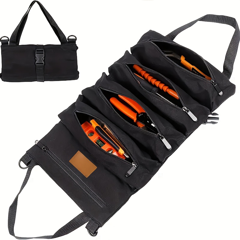 TEMU 1 rouleau super enrouleur pour outils, organisateur de outils pour la réparation automobile, grand sac enrouleur avec pochettes amovibles, pour