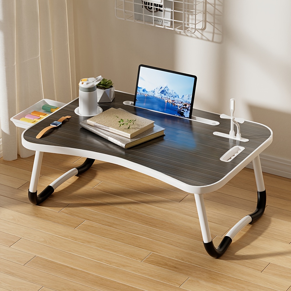 

Laptop Bed Desk, Foldable Lap Desk With Drawer/usb/ Light/fan, Study Bed Desk, Sofa/floor Desk, Desk With Handle For Working, Eating, Reading And