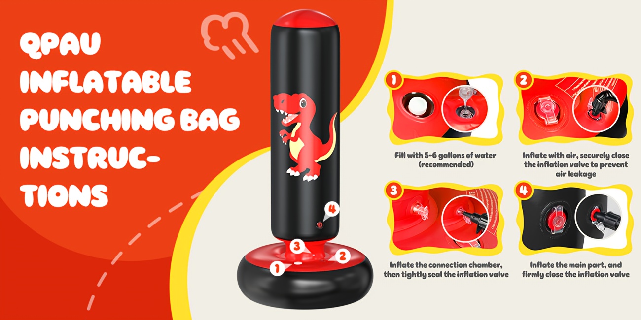 New Year Gifts Inflatable Punching Bag, 48 Inch Stable Inflatable Boxing Bag, Dinosaur - Shaped & Gifts, Boxing Set for Practicing Karate, Taekwondo, Punching Bag with Gloves