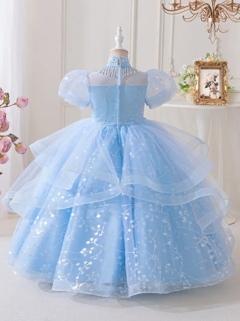 High-end evening gowns for girls, fashionable long tulle princess dresses for girls, puffy dresses, wedding dresses for flower girls, and piano performance High-end evening gowns for girls, fashionable long tulle princess dresses for girls, puffy dresses, wedding dresses for flower girls, and piano performance