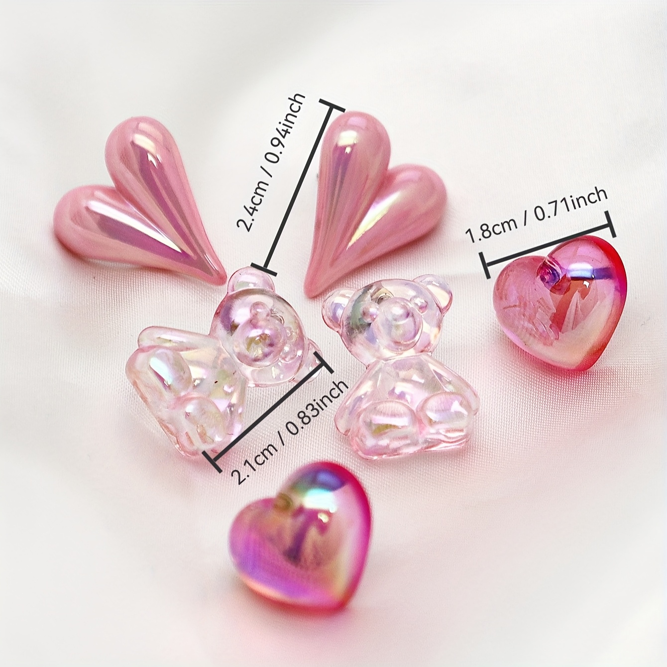 3 Pairs Women's Cute Bear & Heart Stud Earrings Set