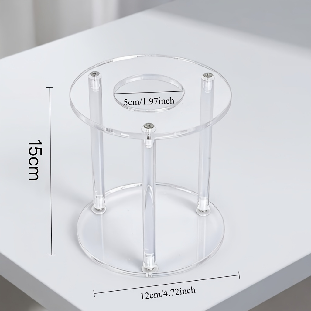 TEMU 1pc Transparent Acrylic Flower Display Stand Suitable For Home Wedding Party Centerpiece, Round Pp Plastic Tabletop Holder With Base & Top Shelf