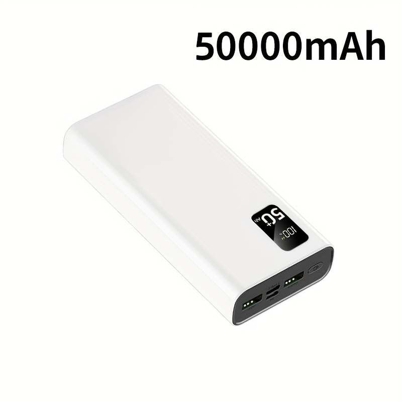 TEMU 50000mah Portable Power Bank, 22.5w Super Fast Charge, Dual Usb Output, Type-c/micro Interface Input, Led Display, Suitable For Iphone/ Digital