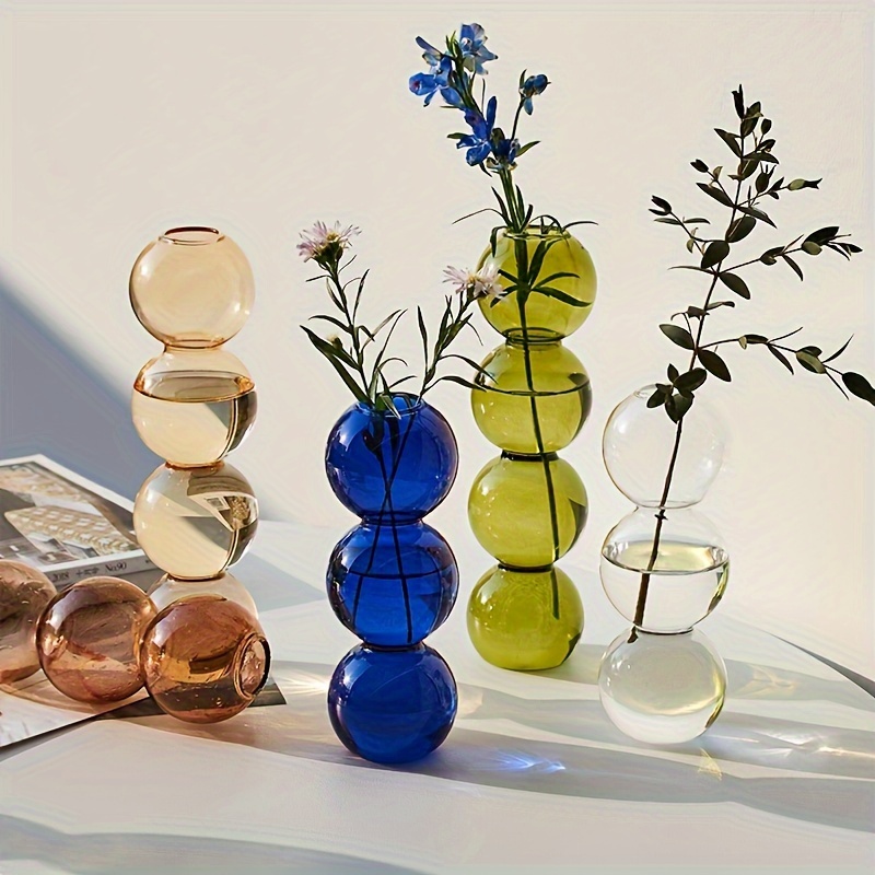 

Modern Minimalist Glass Vase - Lightweight, Bubble Design For Hydroponics & Flower Arrangements, Perfect For Home Decor