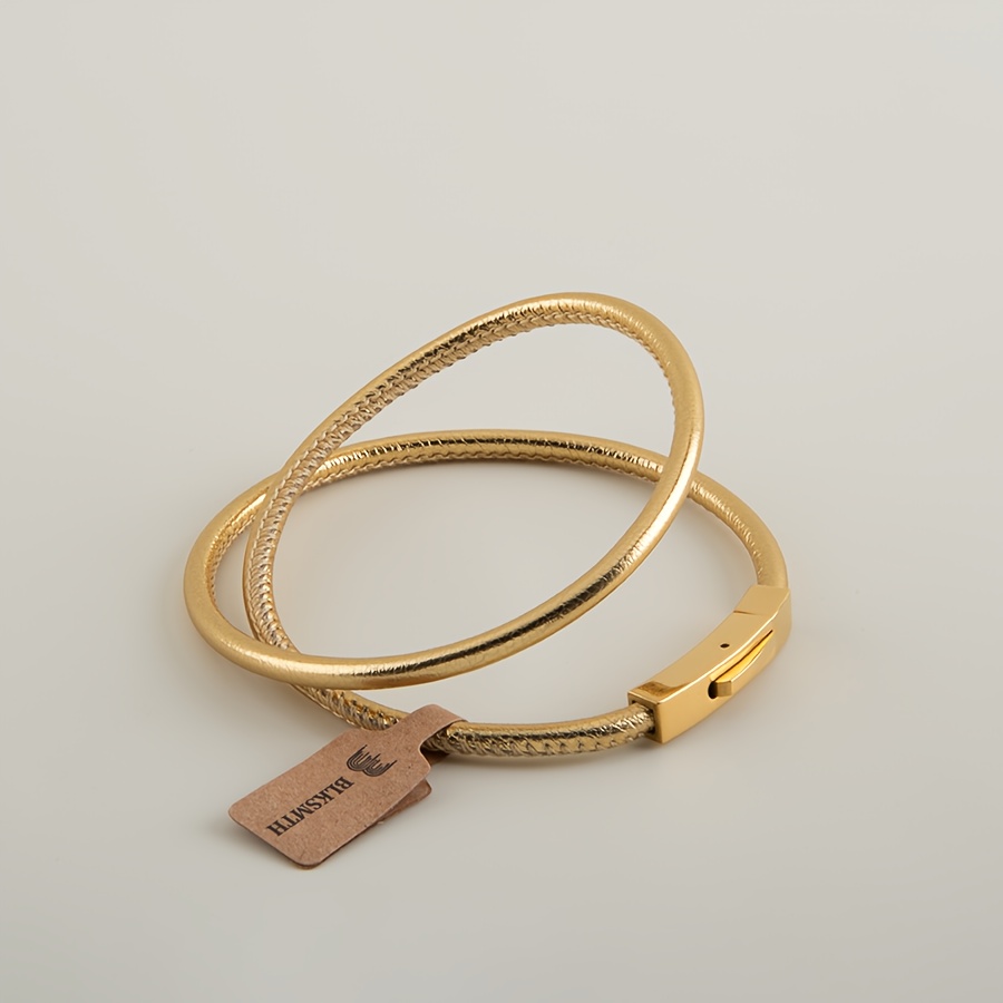 E-shop BLKSMTH Damen Luxus Kunstleder Doppel-Disk Wrap Stack Armband