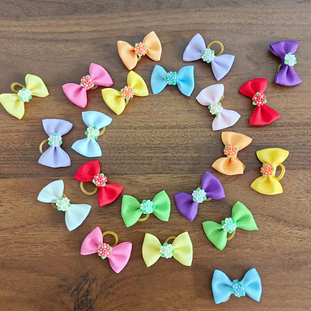 TEMU 16pcs Beautiful Petal Flower Bow Pet Hair Accessories Dog Headwear Color Random