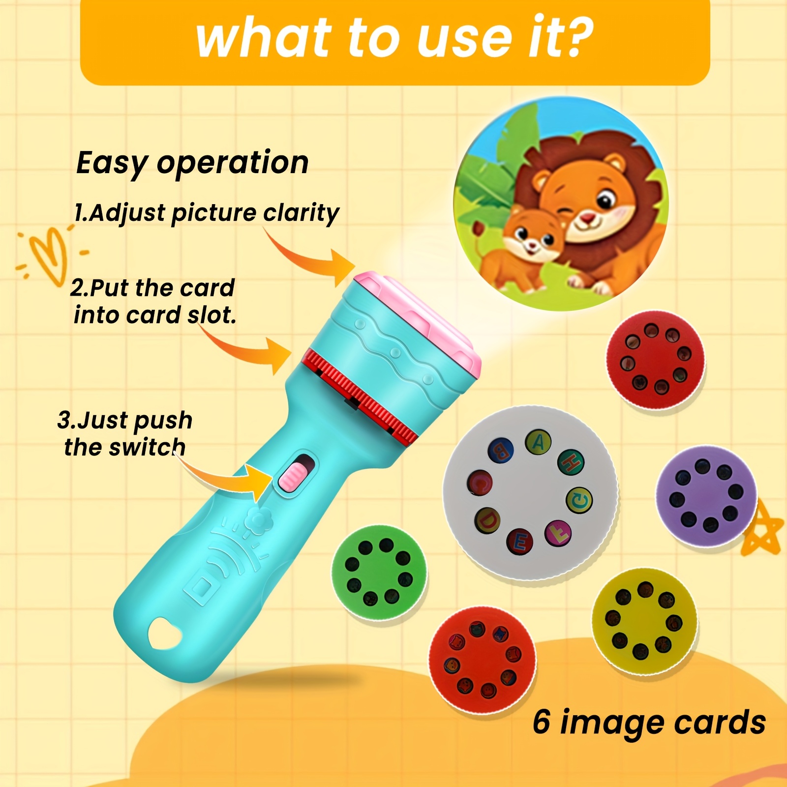 interactive   projection toy with 48 fun patterns animals vegetables letters more educational science math learning aid for family parties birthday gifts battery operated safe   3     patterns colorful design Product details 2