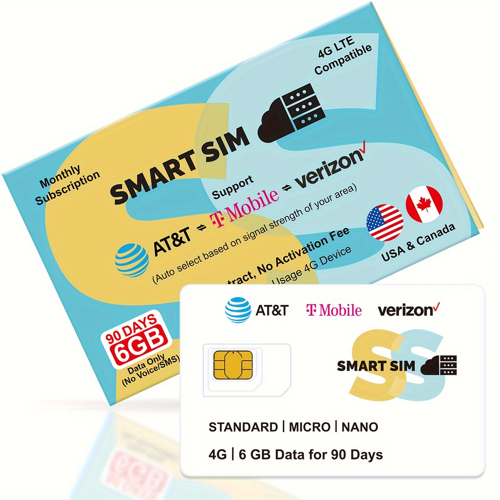 

6gb For 90 Days- Data Only Usa 4g Lte--support At&t, , And , Compatible With Unlocked Security Camera/router/ /gps /tablet Iot Devices