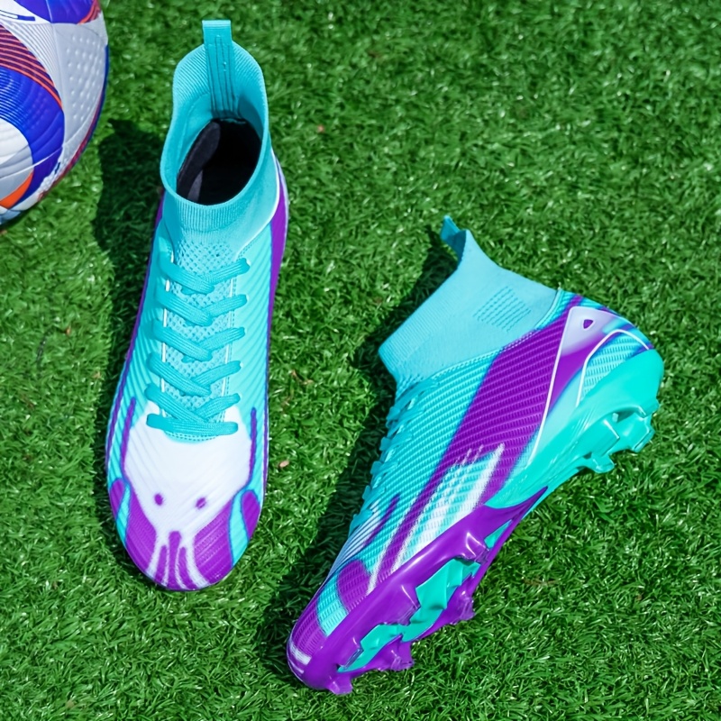 Zapatillas de fútbol de alta calidad para adultos y adolescentes - Ligero, antideslizante, listo para entrenamiento y partidos, diseño rosa y negro, zapatos de fútbol con cordones, suela de TPU duradera, plantilla de tela y zapatillas de entrenamiento para un mejor agarre.