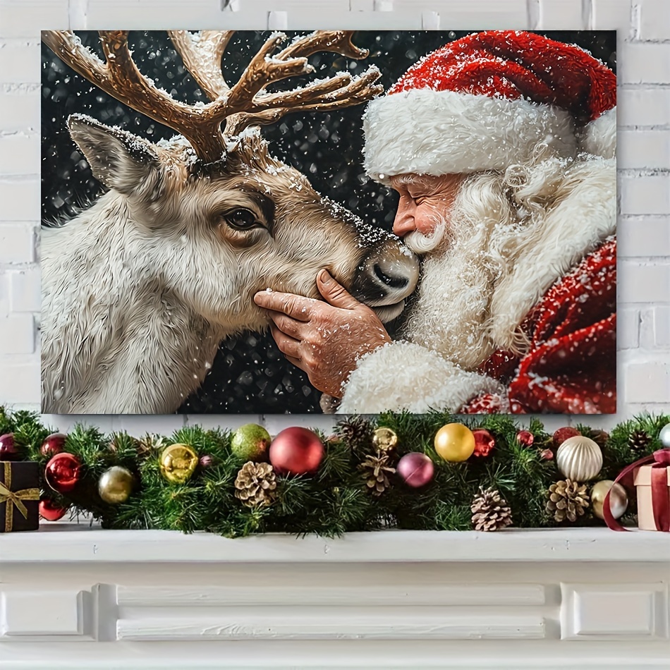 

Christmas And New And Elk Wooden Painting For Decoration, & , Decor, , Ready To