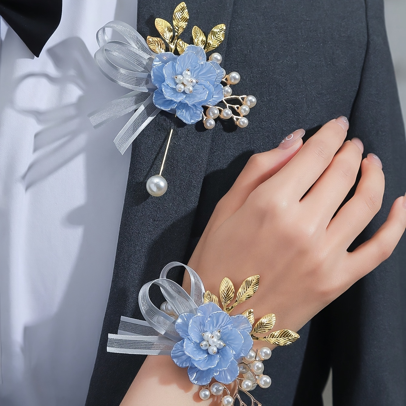 TEMU Lot de 2 broches et corsages de poignet en alliage de haute gamme de , adaptés pour les décorations de mariage du et de la mariée, les , les