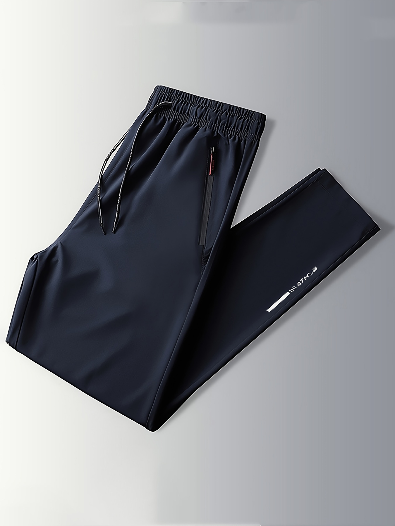 Men's Plus Size Casual Pants - Breathable Lightweight Stretch Fabric with Elastic Waistband & Drawstring, Printed Design, Machine Washable Regular Fit for Spring/Fall, Gym, Casual Attire - Versatile Black, Spring Fall Trousers, Stylish Sporty Look, Smooth Texture Fabric, PLUS SIZE