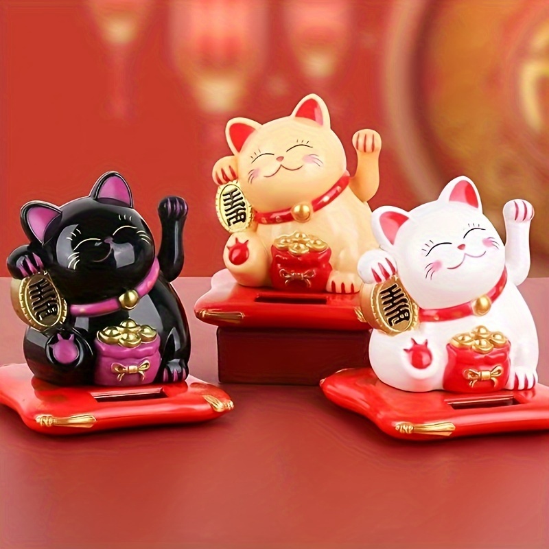 

Solar-powered Lucky Cat Figurine - Battery-free, Car Dashboard & Home Decor