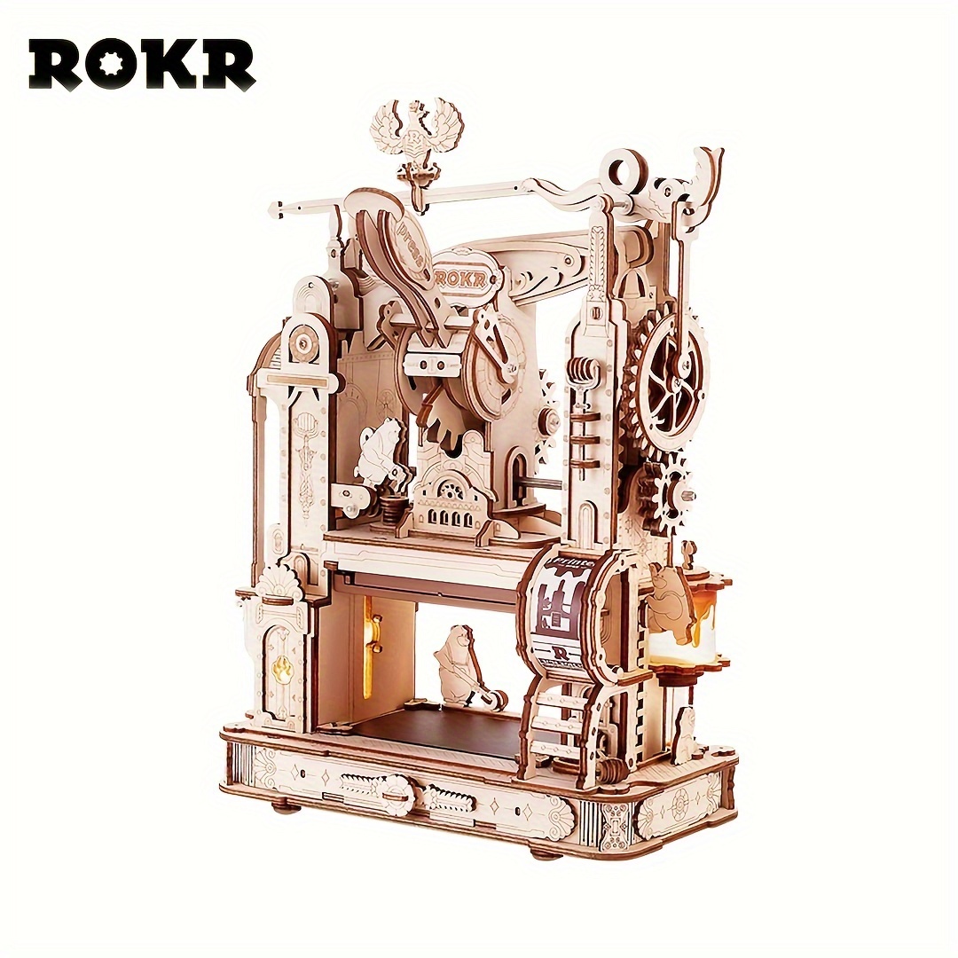 

Rokr Classic Printing Press Mechanical 3d Wooden Puzzle Unique Toy House Warming Birthday For Women/men- Lk602 Halloween Christmas Gift