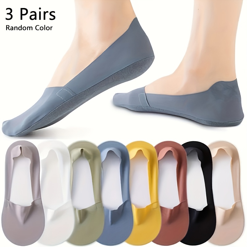 TEMU 3 Pairs Women Socks High Quality Matching Casual Socks Summer Thin Bottom Non-slip Invisible Low Short Socks Breathable (random Color)