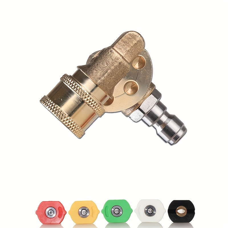 TEMU 6pcs High Pressure Washer Rotary Coupler Kit With 5 High-pressure Nozzles & 5 Angle-adjustable Quick Connect Fittings, 1/4 Inch Compatible, Max