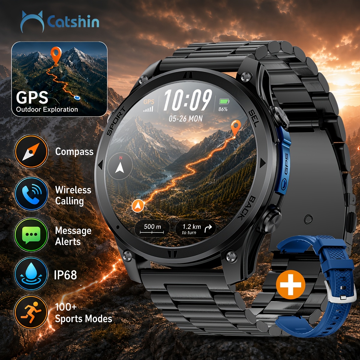 Men's Outdoor Smartwatch with GPS and Compass Function