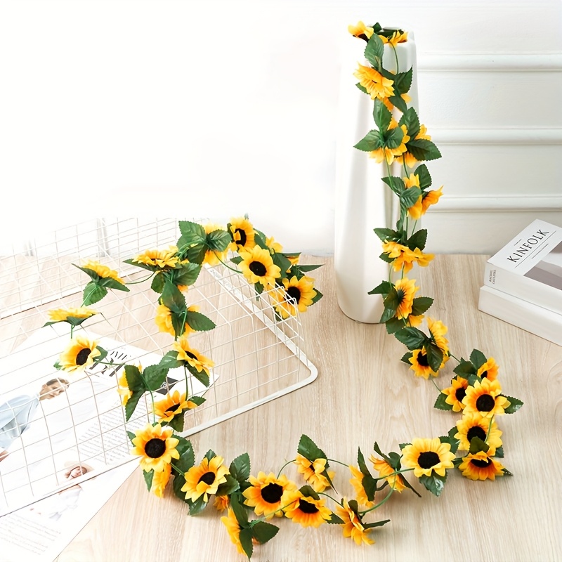 Image of Simulation Solar Rattan 230cm Wholesale Residential Attic Decoration Garland Rattan Holiday Sunflower Banner Artificial Flowers