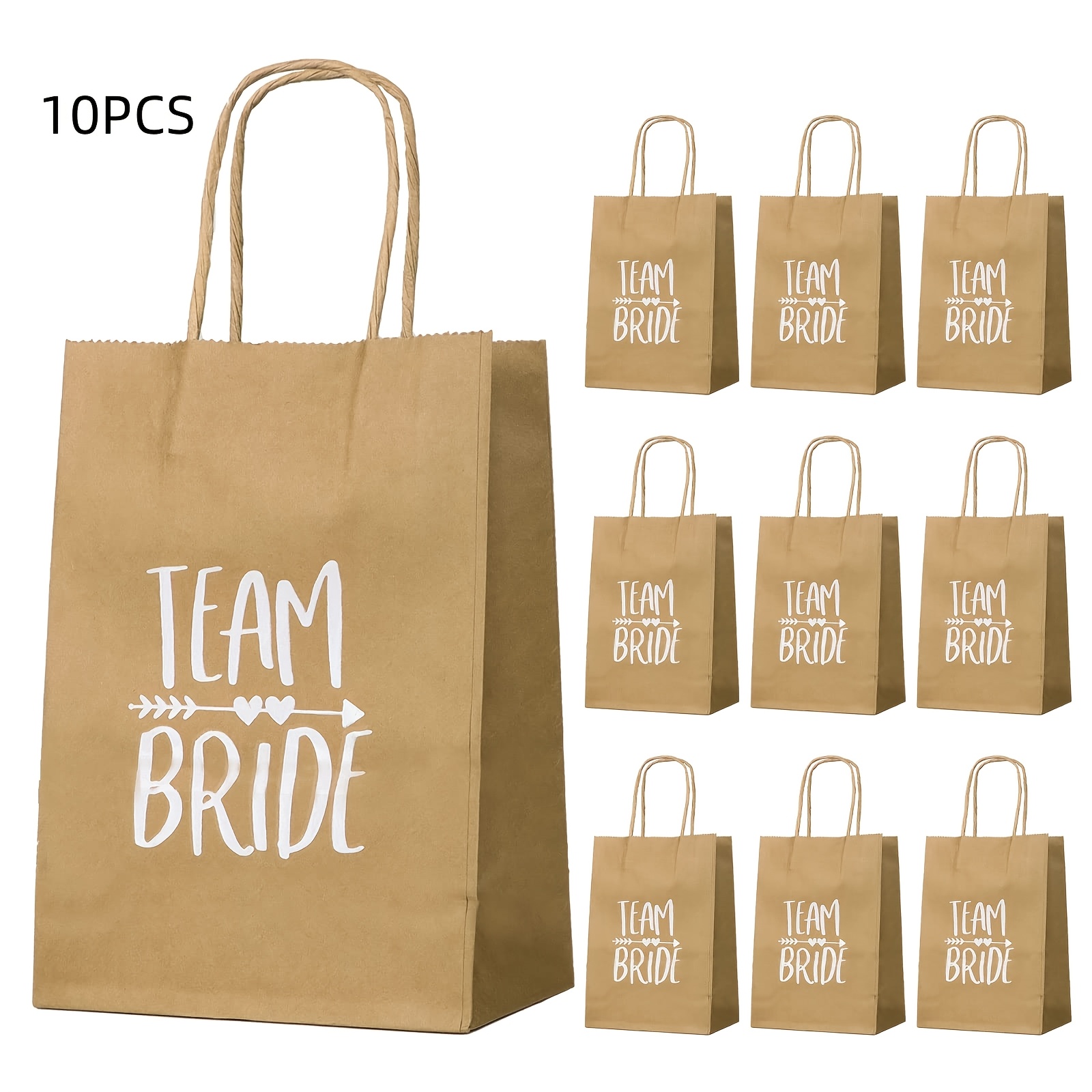 E-shop Geschenk für Sie/Ihn 6/10/18 Stück Hen Party Team Braut mit Griff Rustikale Vintage Hen Do Papptaschen für Hen Party Braun 15X8X21Cm