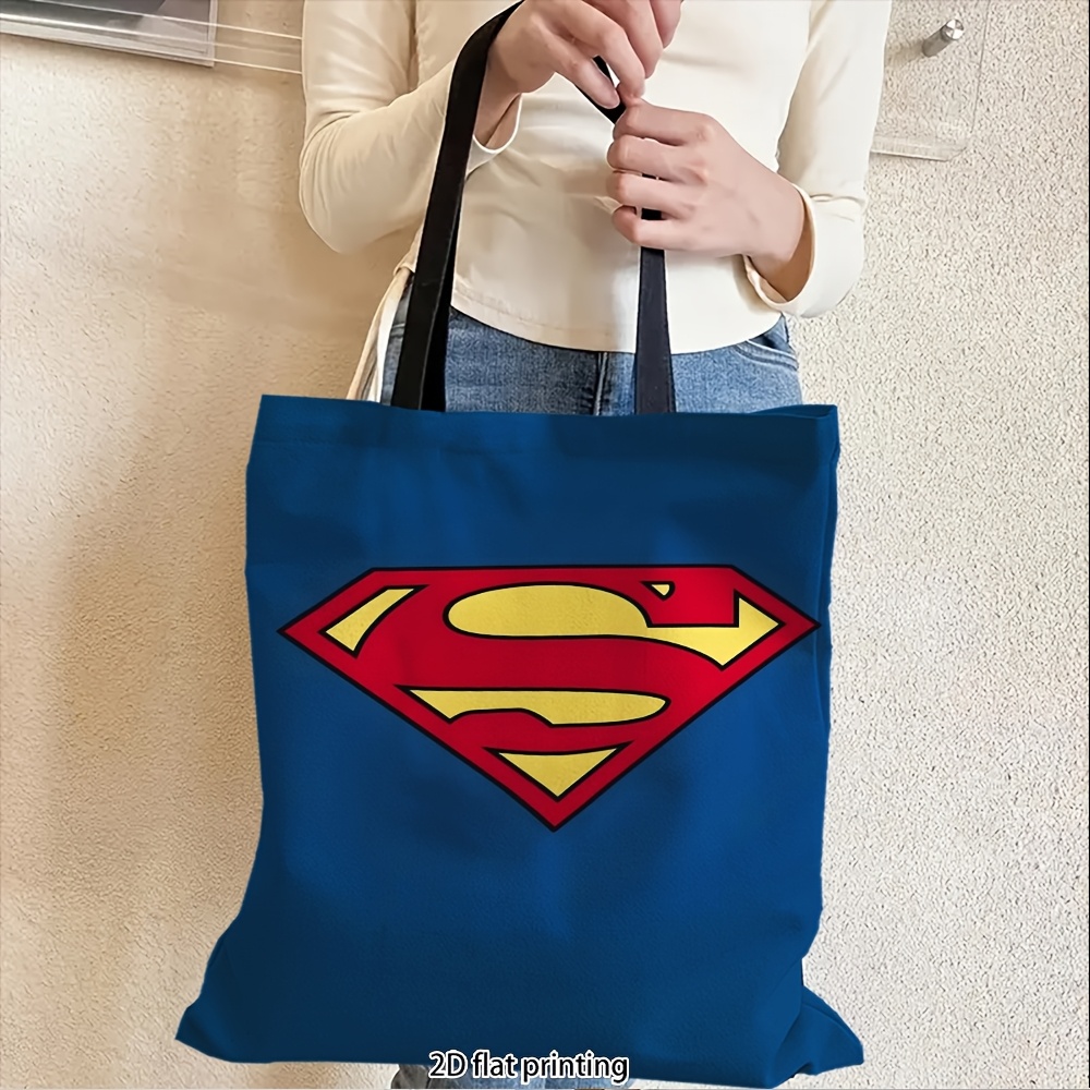 TEMU 1 Bag, , Superman Logo On , Large Capacity Shoulder Bag, Printed Tote Bag, Ideal For Daily Commuting, School, Office, Shopping, Family