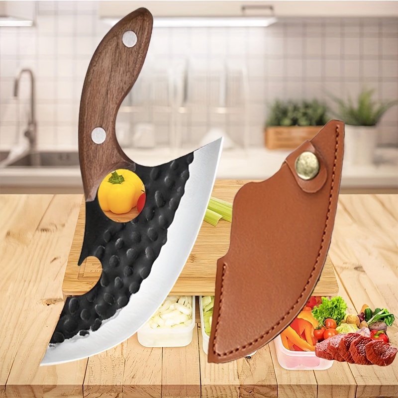 

1pc, Multifunctional Kitchen Knife Stainless Steel Meat Cleaver Mini Portable Boning Knife Forging Hammer Pattern Slicing Meat Knife
