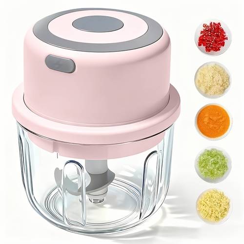 1pc electric food processor electric garlic mincer electric garlic mincer with stainless steel 450ml large capacity design usb rechargeable 1200rpm for ginger meat etc