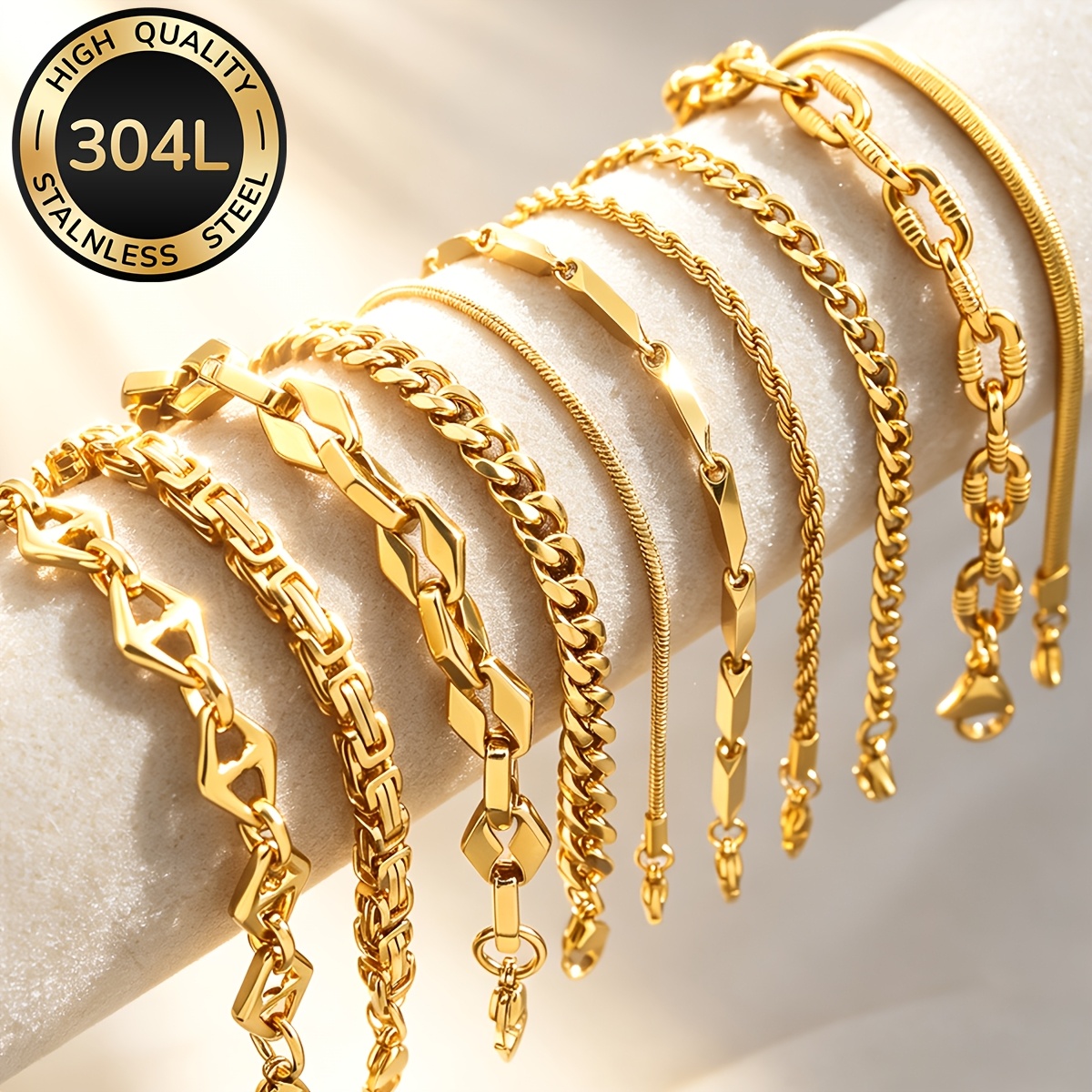 2/4pcs 18K Gold Plated Waterproof Bracelet Set for Men
