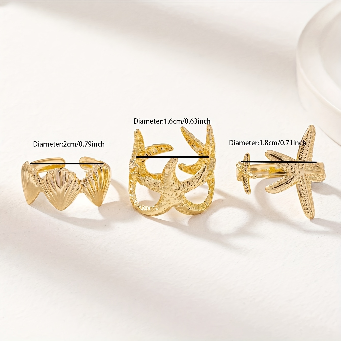 set anelli conchiglia e marina in oro 18k elegante Temu Italy