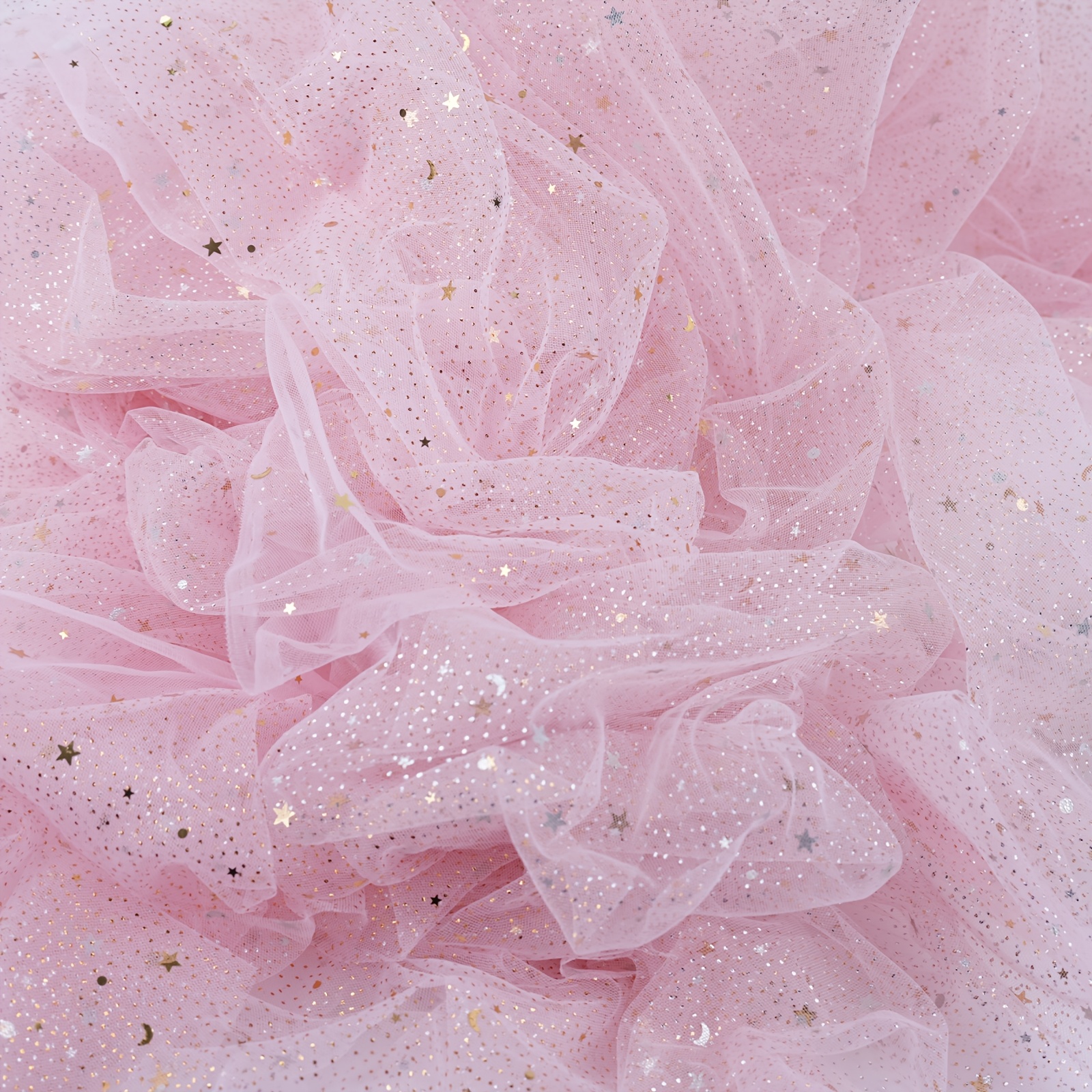 E-shop Glitzer Tüllrollen | 60" x 1 Yard Stern und Mond Funkelnder Tüll, Pailletten Tüll Spule Stoff für Tutu Rock, Hochzeit, Geburtstag, Vorhang,