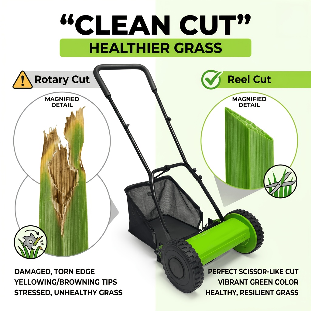 A Push Lawn Mower, a Drum-Type Manual Mower, Does Not Require Electricity Or Oil, Is Portable And Convenient, Suitable for Yard Lawn Care And Garden Maintenance