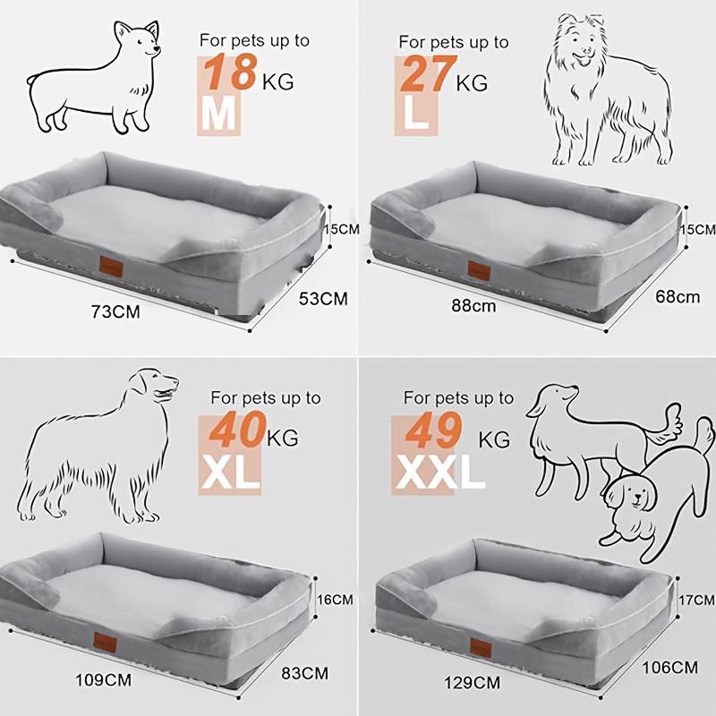 TEMU 1pc Memory Foam Dog Sofa, Ultra Soft Breathable, Orthopedic Dog Beds, Removable Washable Cover, Ideal For Adults & Pets, , Extra Large Dog Bed,